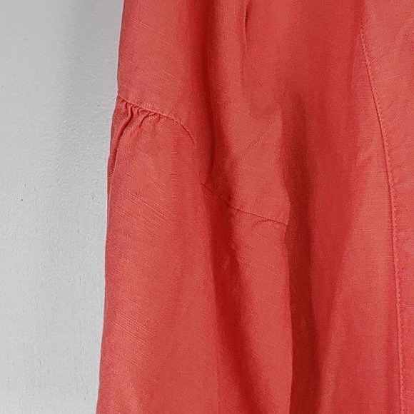 Soft Surroundings Ballard Blouse Top Linen Blend Sunset Coral Womens Large - Picture 6 of 10